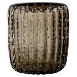 Vase vintage en verre de Murano des années 1990 par Paolo Crepax, grand verre ambré lourd avec motif bulles, décoration italienne sculpturale, idée cadeau intemporelle