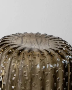 Vase vintage en verre de Murano des années 1990 par Paolo Crepax, grand verre ambré lourd avec motif bulles, décoration italienne sculpturale, idée cadeau intemporelle