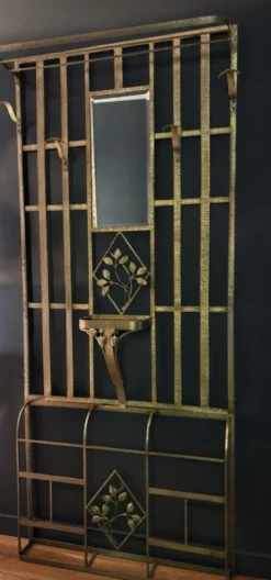 Vestiaire Art Déco en fer forgé avec miroir