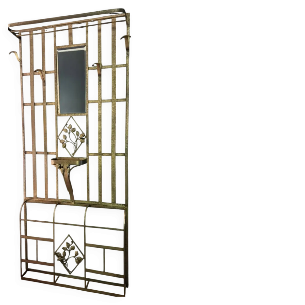 Vestiaire Art Déco en fer forgé avec miroir