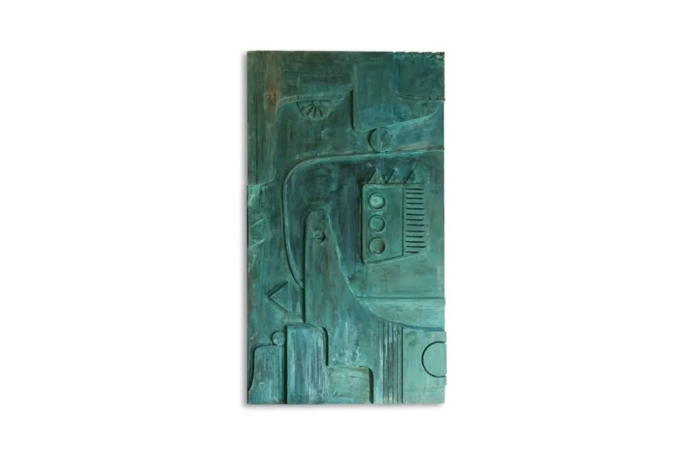 Victoire de Segonzac. Panneau triptyque sculpté et cuivré. Contemporain