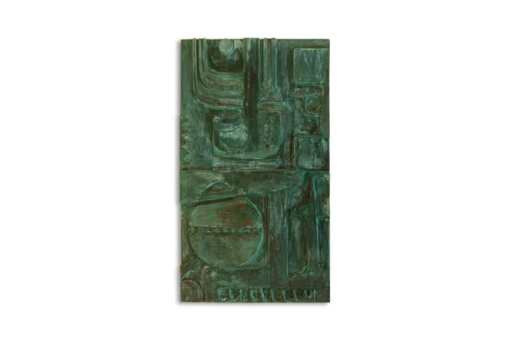 Victoire de Segonzac. Panneau triptyque sculpté et cuivré. Contemporain