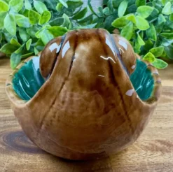 Vide-poche décoratif en céramique forme feuille – vintage