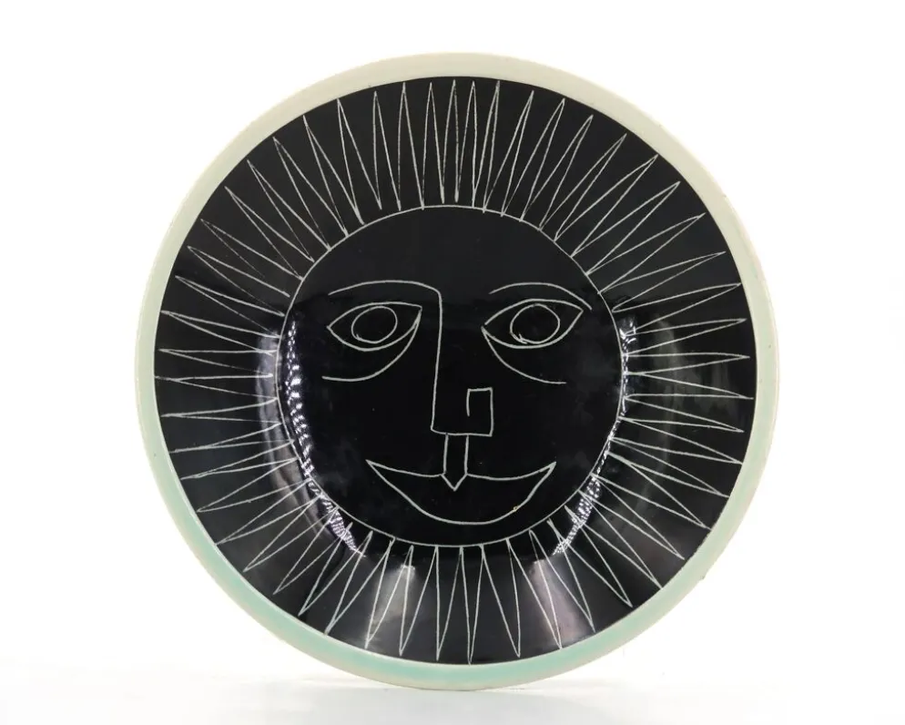 Vide poche de Jacques Pouchain en céramique, Soleil avec visage, années 50