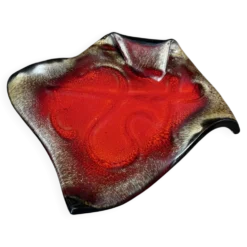 vide-poche en céramique émaillée rouge flambée signée- années 60
