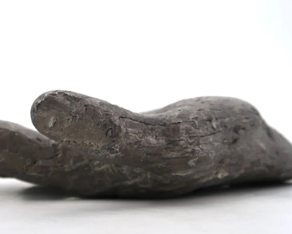 Vide poche en fonte couleur argent moulage d'une main, sculpture années 70