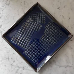 Vide poche en grès bleu nuit
