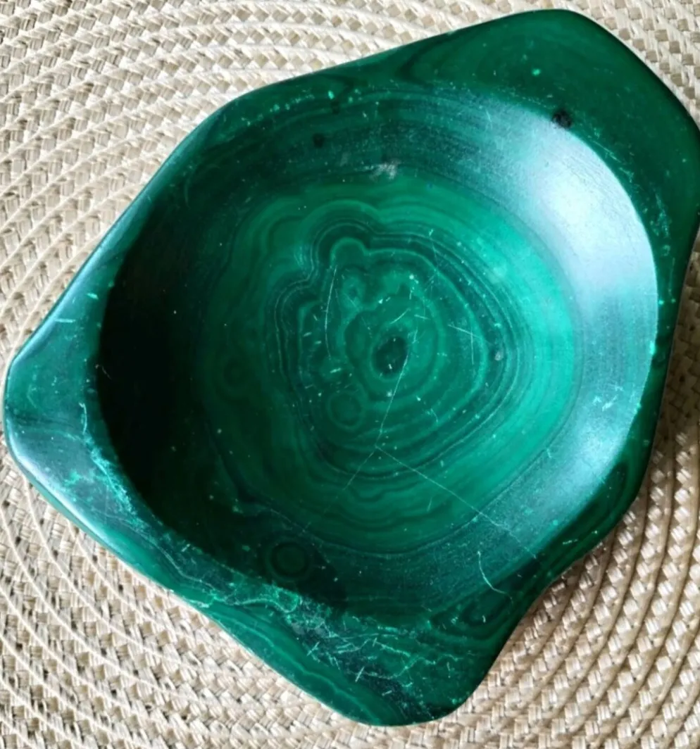 Vide-poche en malachite naturelle du Congo