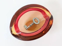 Vide-poche en verre Murano façon Sommerso Orange Rose