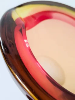 Vide-poche en verre Murano façon Sommerso Orange Rose