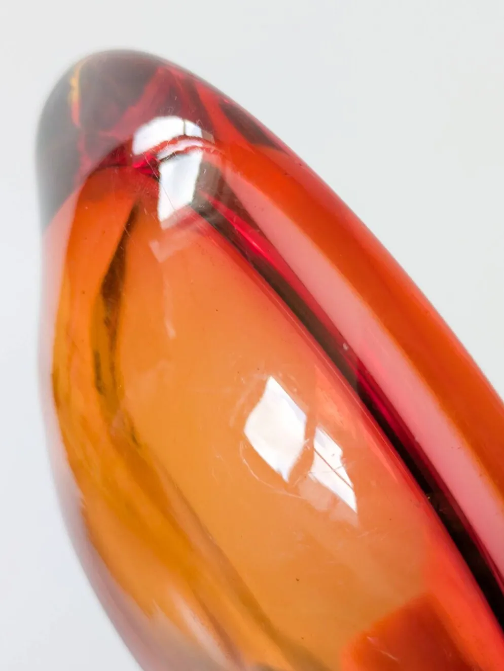 Vide-poche en verre Murano façon Sommerso Orange Rose