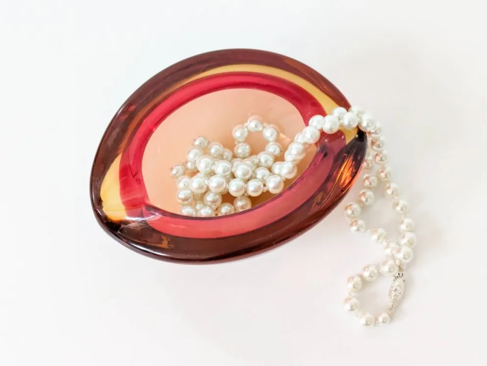 Vide-poche en verre Murano façon Sommerso Orange Rose