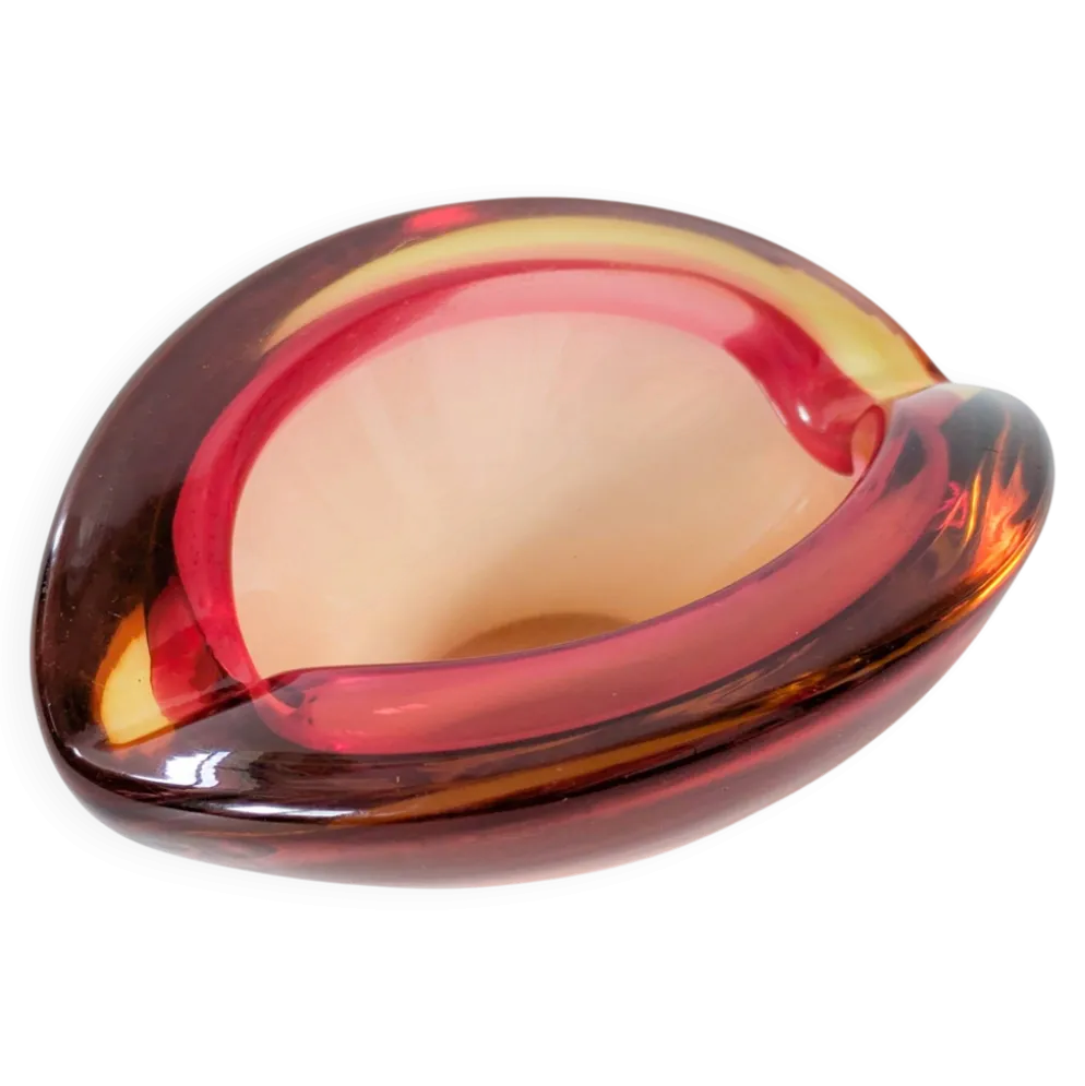 Vide-poche en verre Murano façon Sommerso Orange Rose