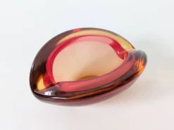 Vide-poche en verre Murano façon Sommerso Orange Rose