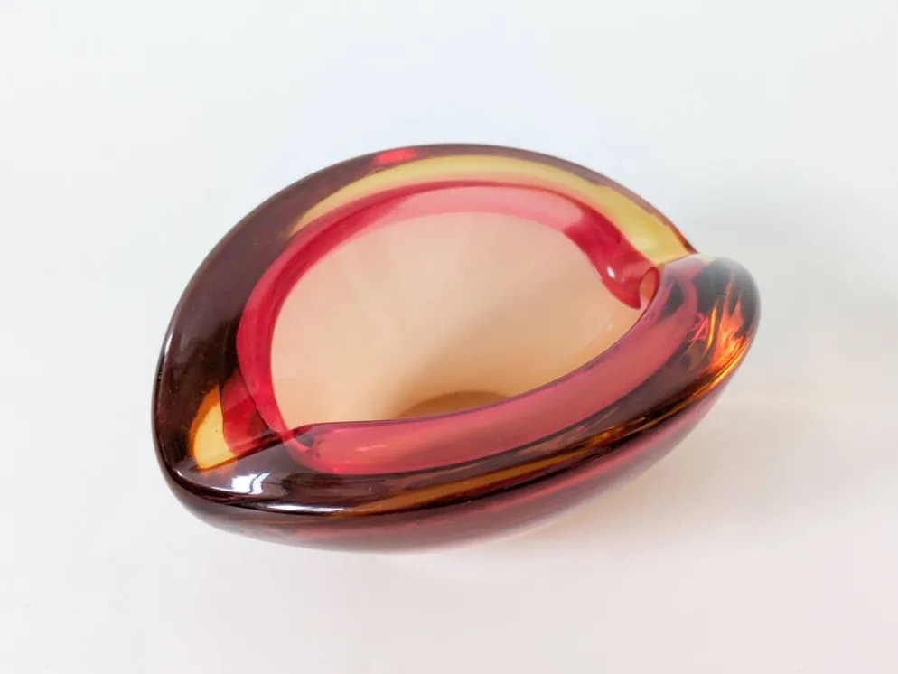 Vide-poche en verre Murano façon Sommerso Orange Rose