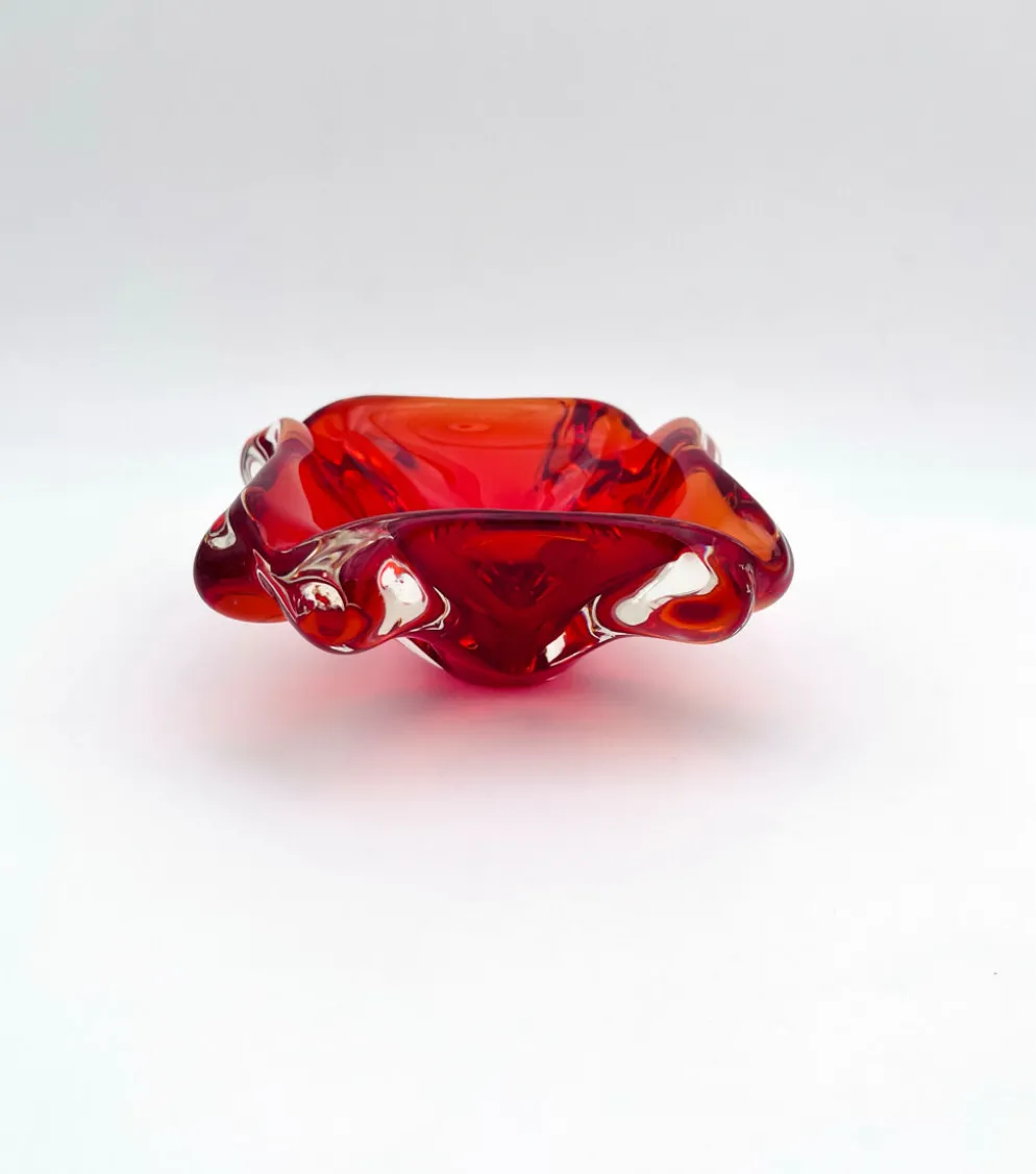 Vide-poche Flavio Poli Seguso Sommerso rouge, années 60