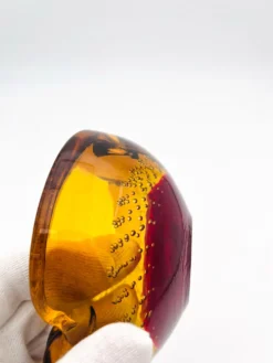 Vide-Poche Galliano Ferro Murano Bullicante Sommerso Rouge Ambre 70s