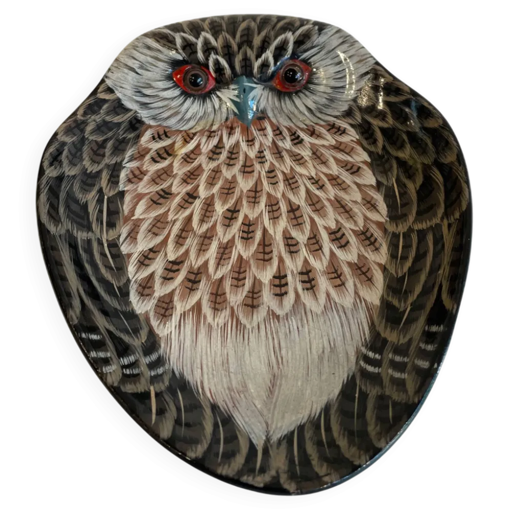 Vide poche hibou vintage peint à la main