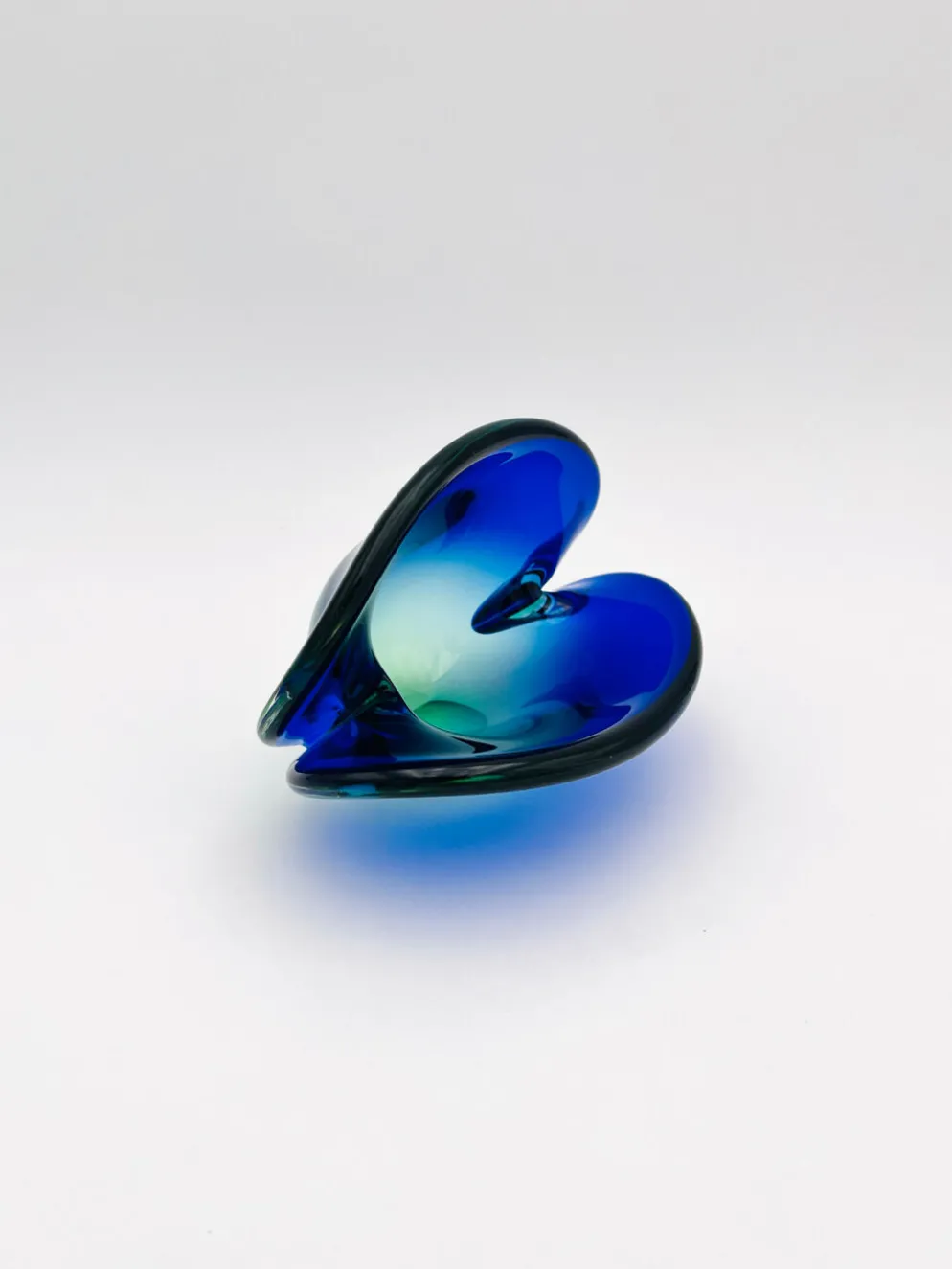 Vide-Poche Murano Flavio Poli Sommerso Bleu Vert Design 50s