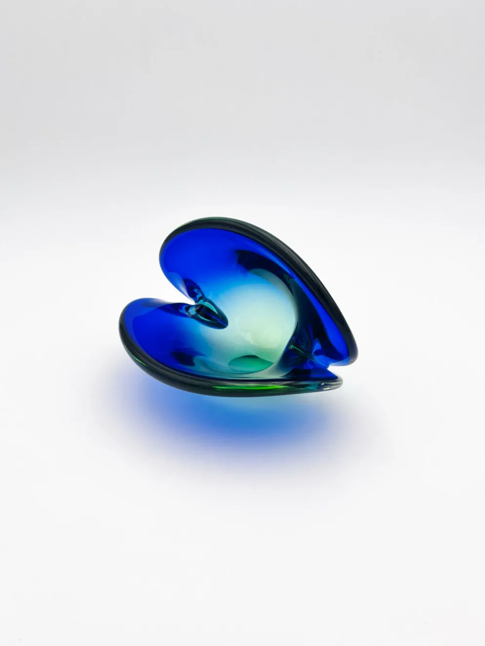 Vide-Poche Murano Flavio Poli Sommerso Bleu Vert Design 50s
