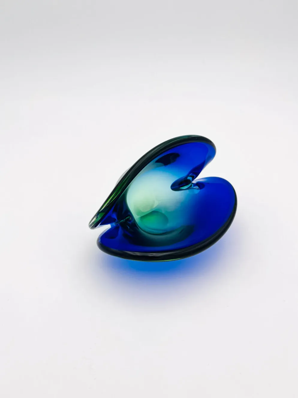 Vide-Poche Murano Flavio Poli Sommerso Bleu Vert Design 50s