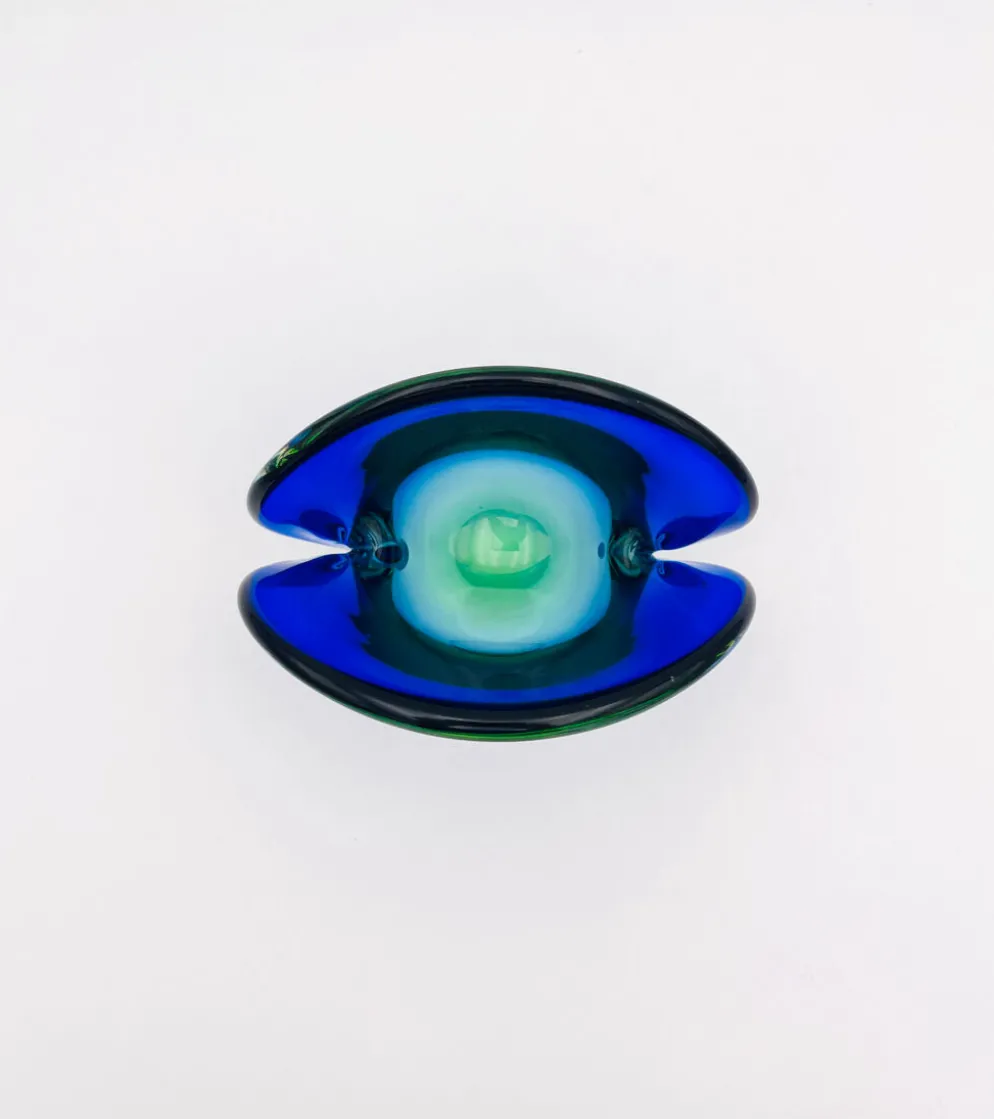 Vide-Poche Murano Flavio Poli Sommerso Bleu Vert Design 50s