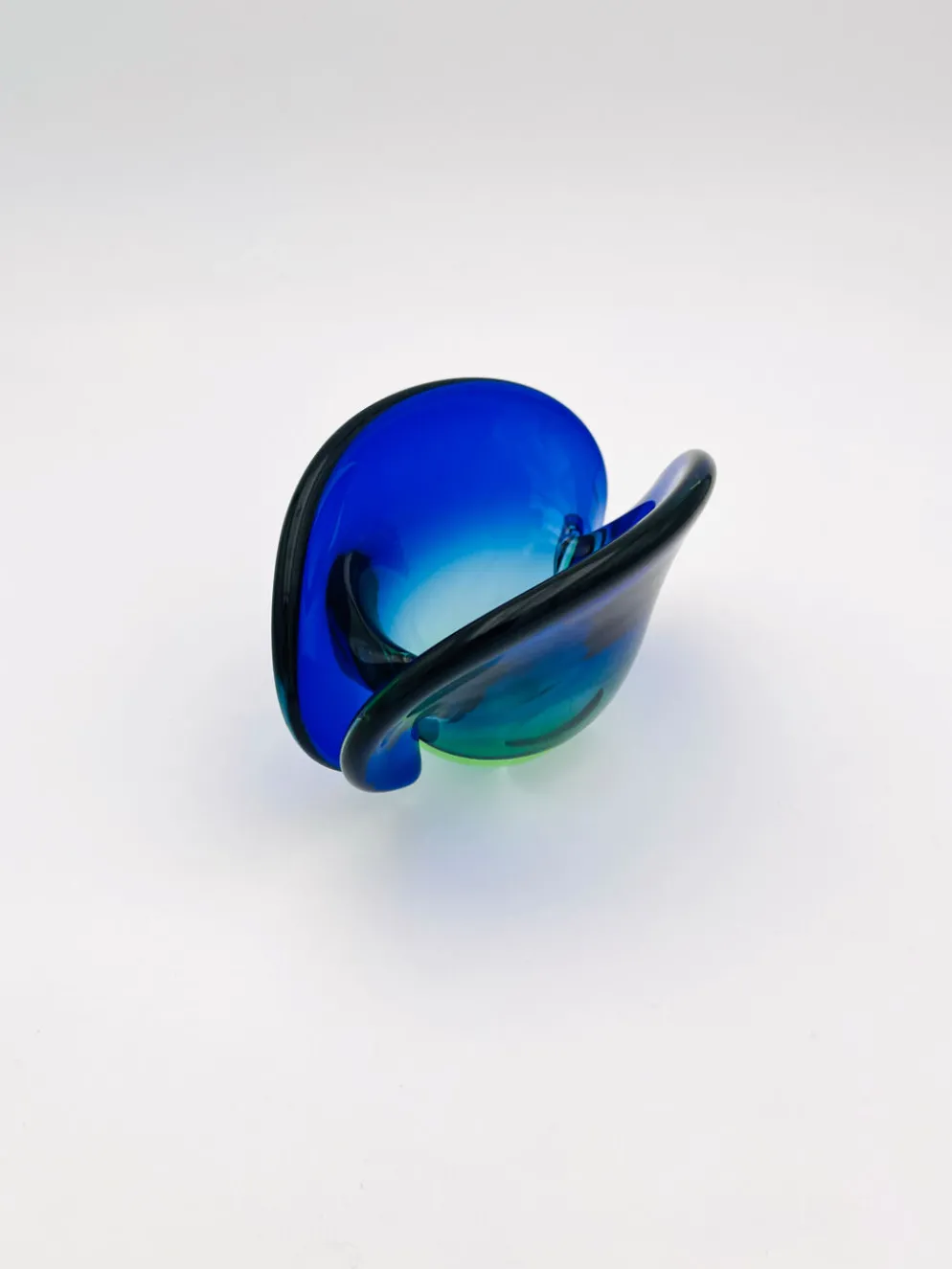Vide-Poche Murano Flavio Poli Sommerso Bleu Vert Design 50s