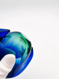 Vide-Poche Murano Flavio Poli Sommerso Bleu Vert Design 50s