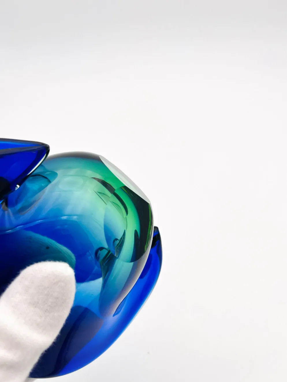 Vide-Poche Murano Flavio Poli Sommerso Bleu Vert Design 50s