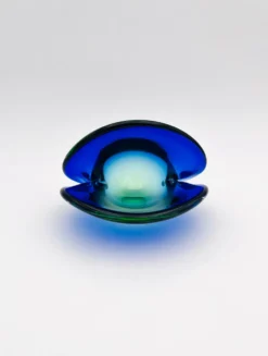 Vide-Poche Murano Flavio Poli Sommerso Bleu Vert Design 50s