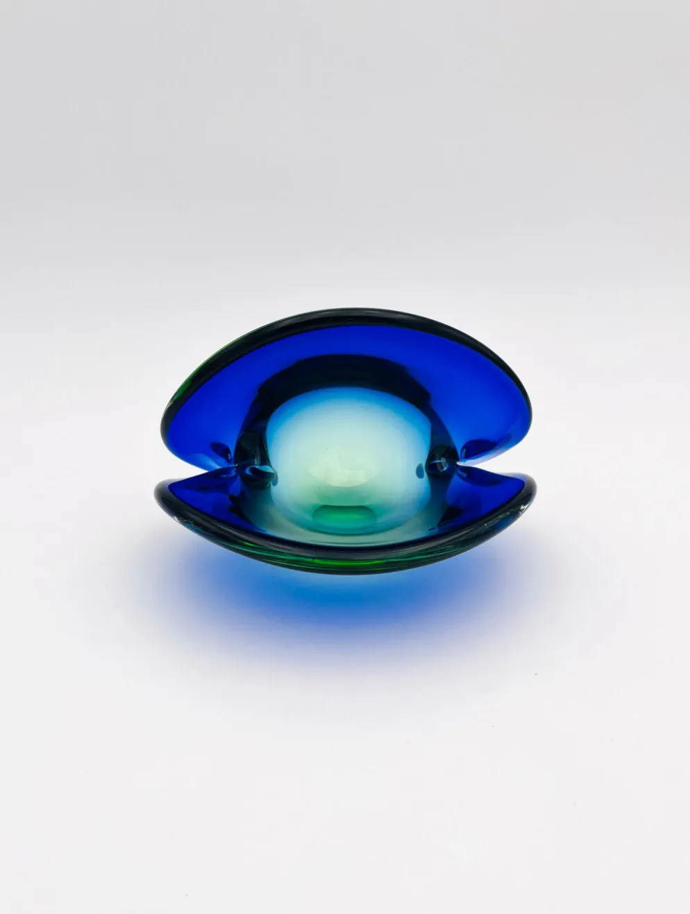 Vide-Poche Murano Flavio Poli Sommerso Bleu Vert Design 50s