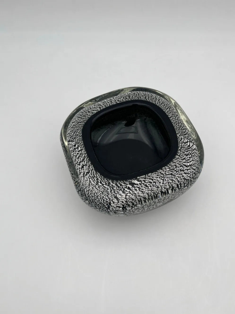 Vide-poche Murano Seguso Sommerso feuille d'argent