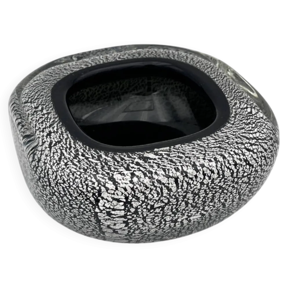 Vide-poche Murano Seguso Sommerso feuille d'argent