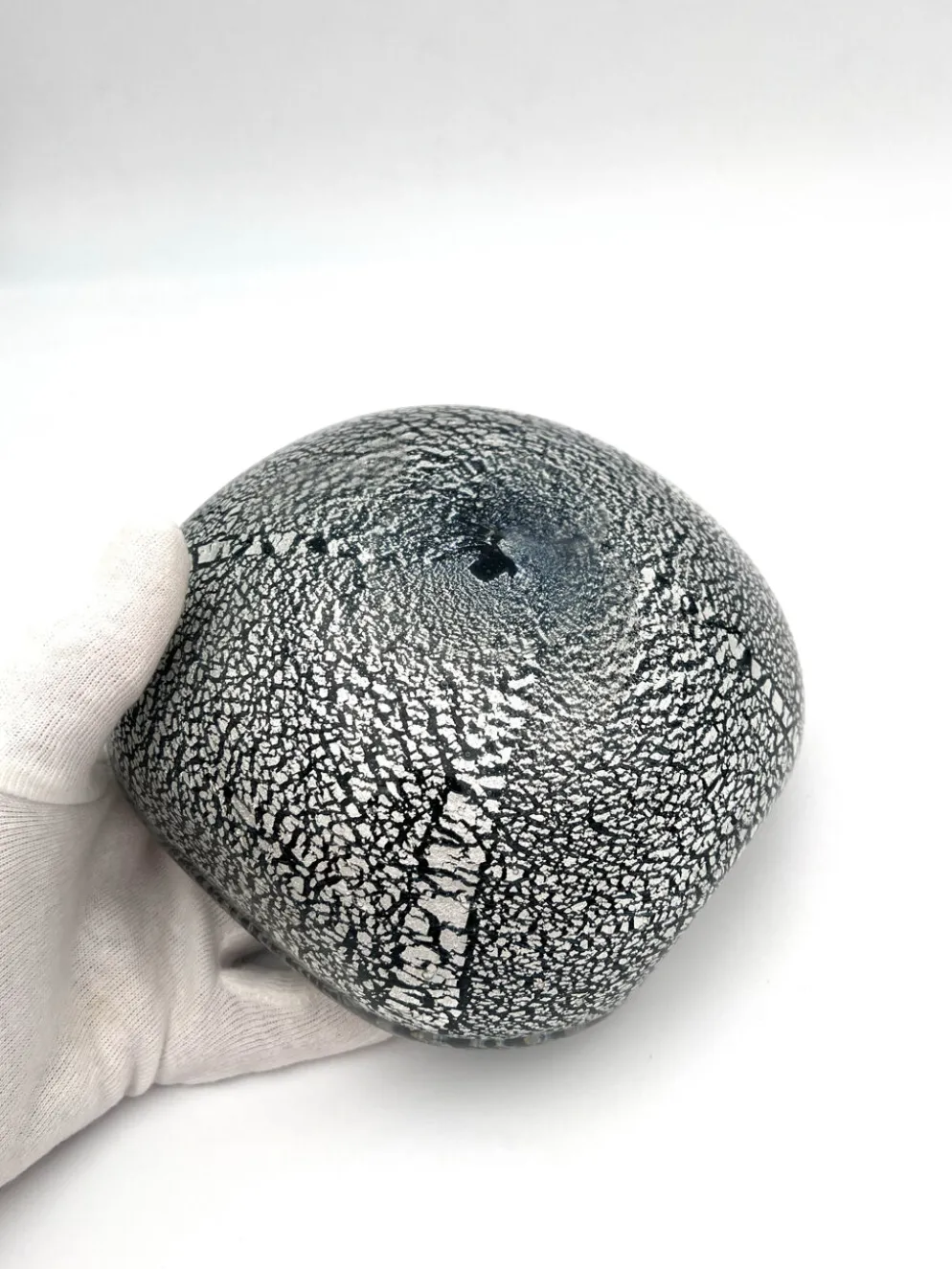 Vide-poche Murano Seguso Sommerso feuille d'argent