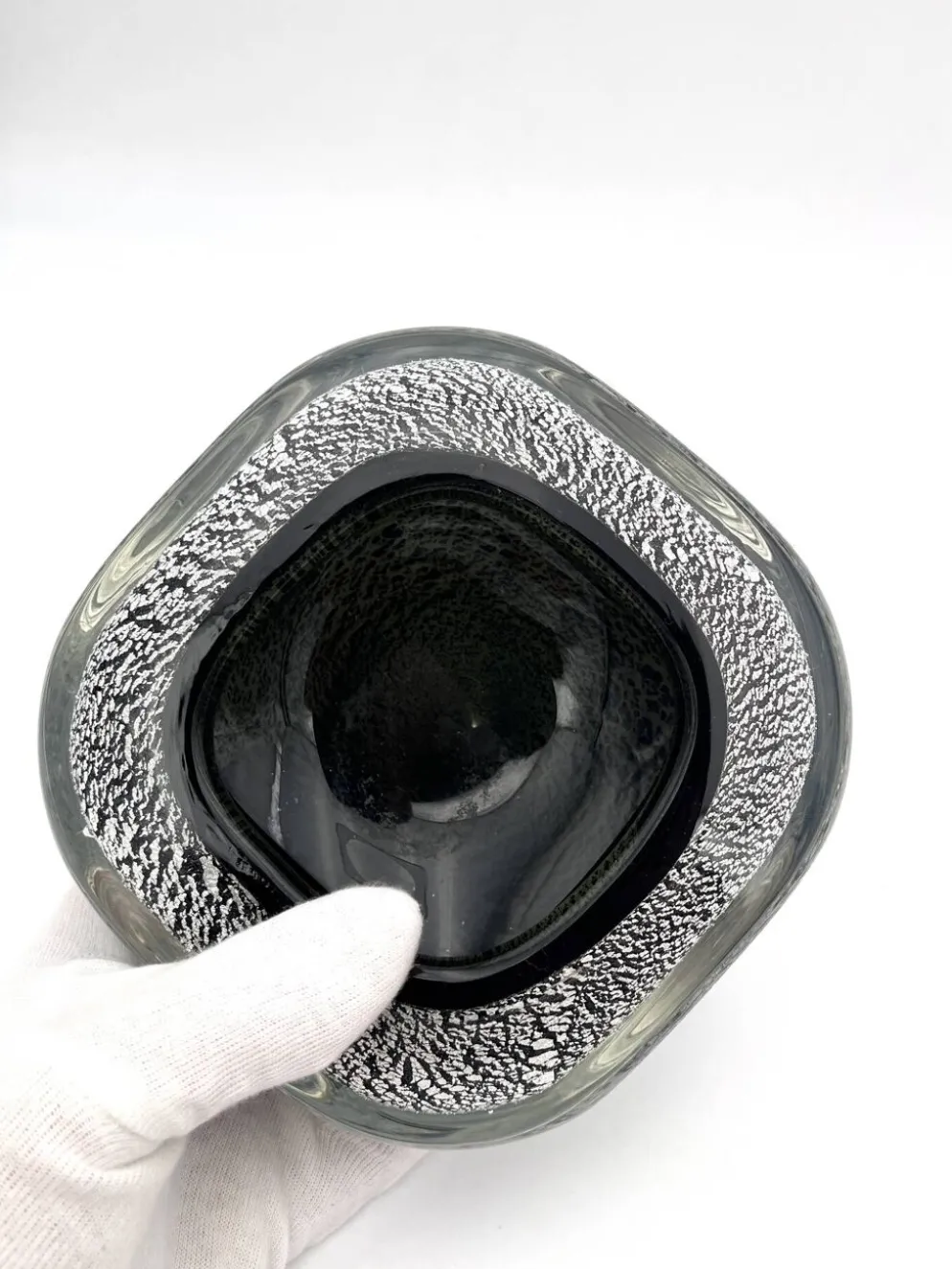 Vide-poche Murano Seguso Sommerso feuille d'argent