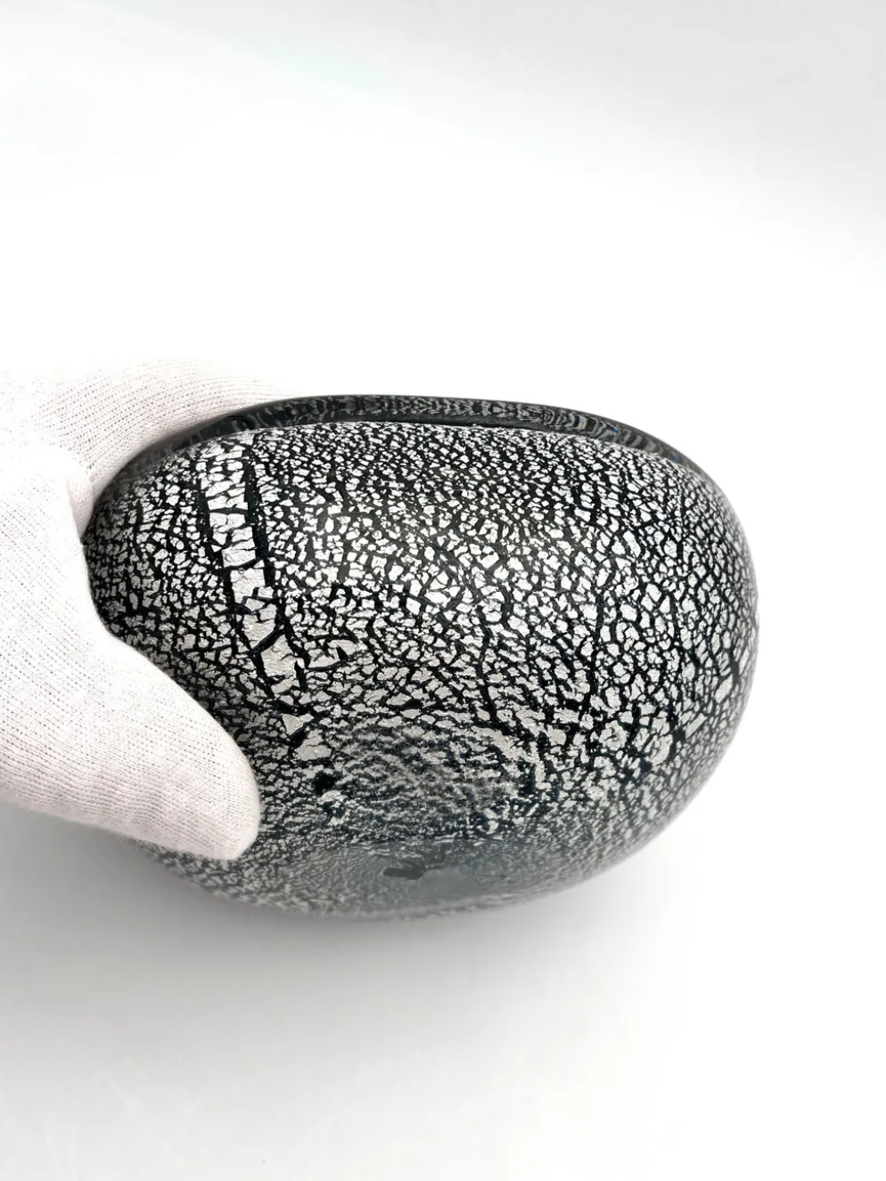 Vide-poche Murano Seguso Sommerso feuille d'argent