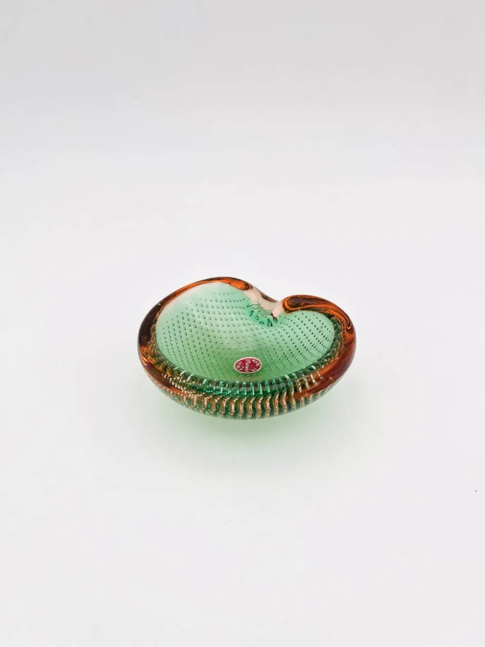 Vide-Poche Murano Sommerso Bullicante vert et rose, 60s