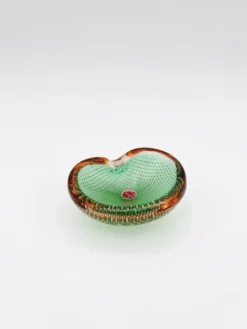 Vide-Poche Murano Sommerso Bullicante vert et rose, 60s