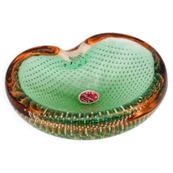 Vide-Poche Murano Sommerso Bullicante vert et rose, 60s