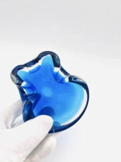 Vide-Poche Murano Sommerso Dégradé Bleu Polylobé 12cm 512g Design