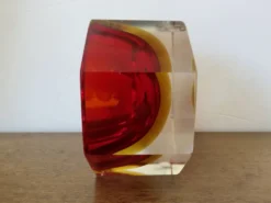 Vide poche ou cendrier octogonal Sommerso Murano, design Flavio Poli, 1970