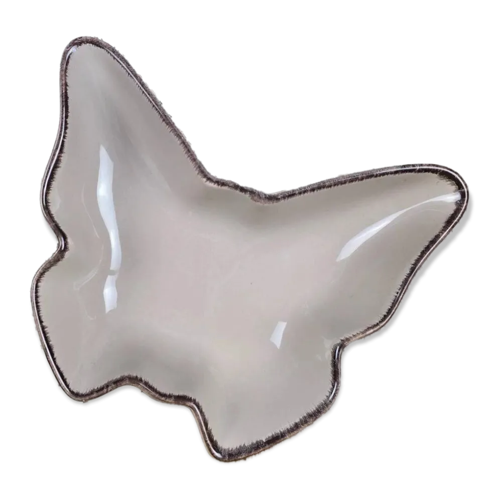 Vide-poche ou ramequin papillon Jardin d'Ulysse taupe en céramique
