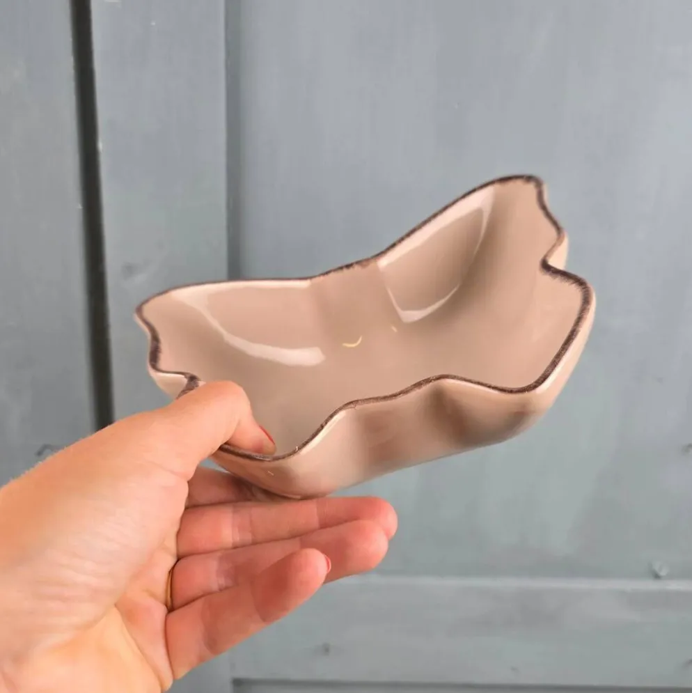 Vide-poche ou ramequin papillon Jardin d'Ulysse taupe en céramique