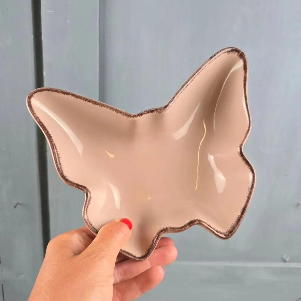 Vide-poche ou ramequin papillon Jardin d'Ulysse taupe en céramique