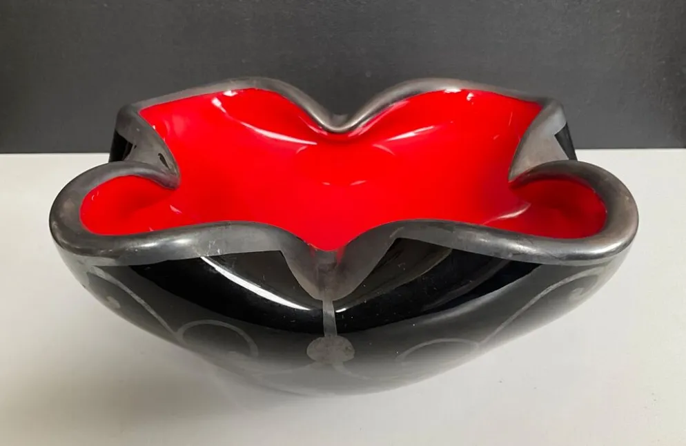 Vide poche vintage en verre et argent