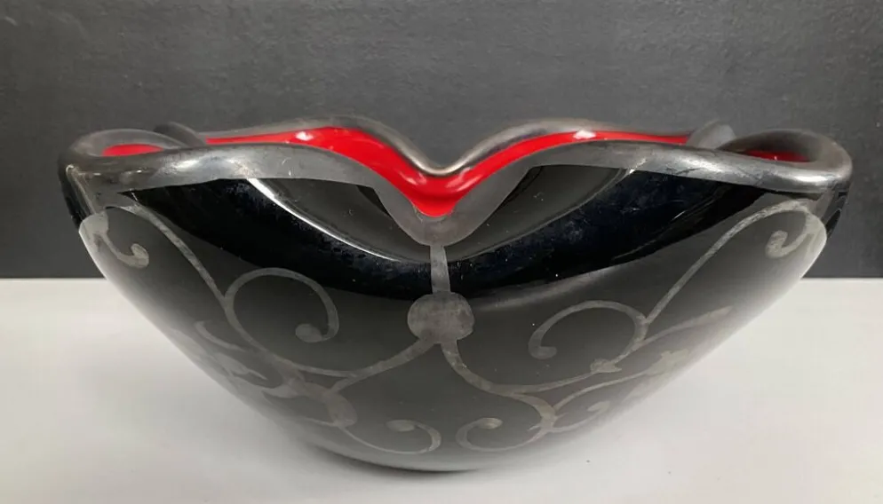 Vide poche vintage en verre et argent