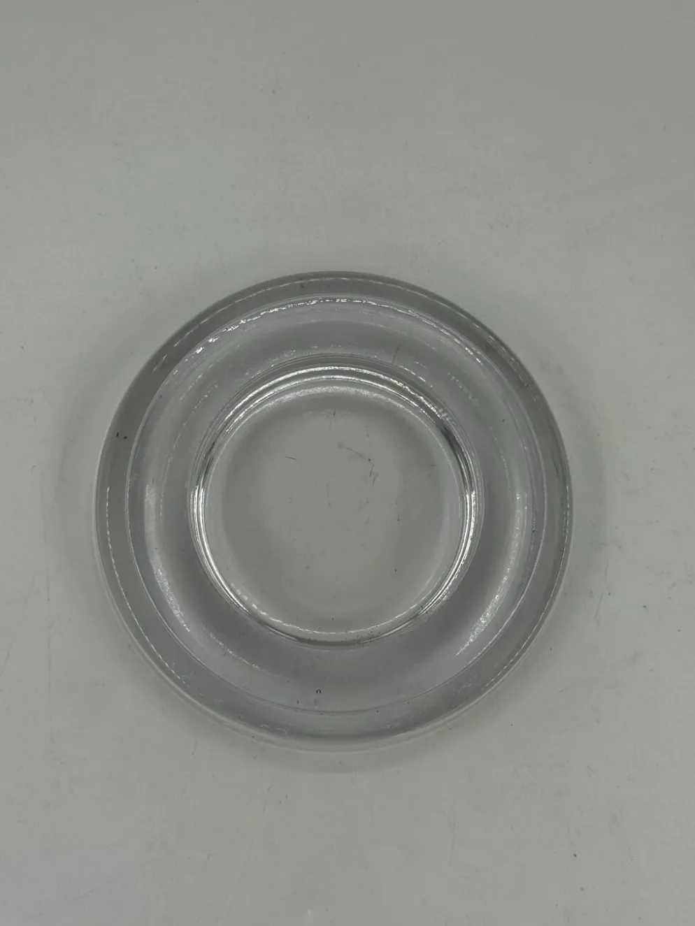 Vide-poche vintage en verre transparent, design à gradins