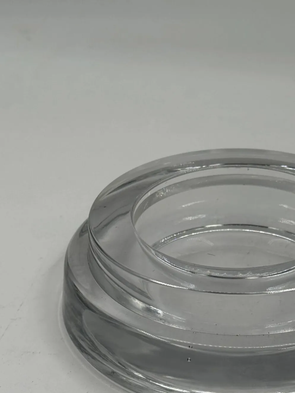 Vide-poche vintage en verre transparent, design à gradins