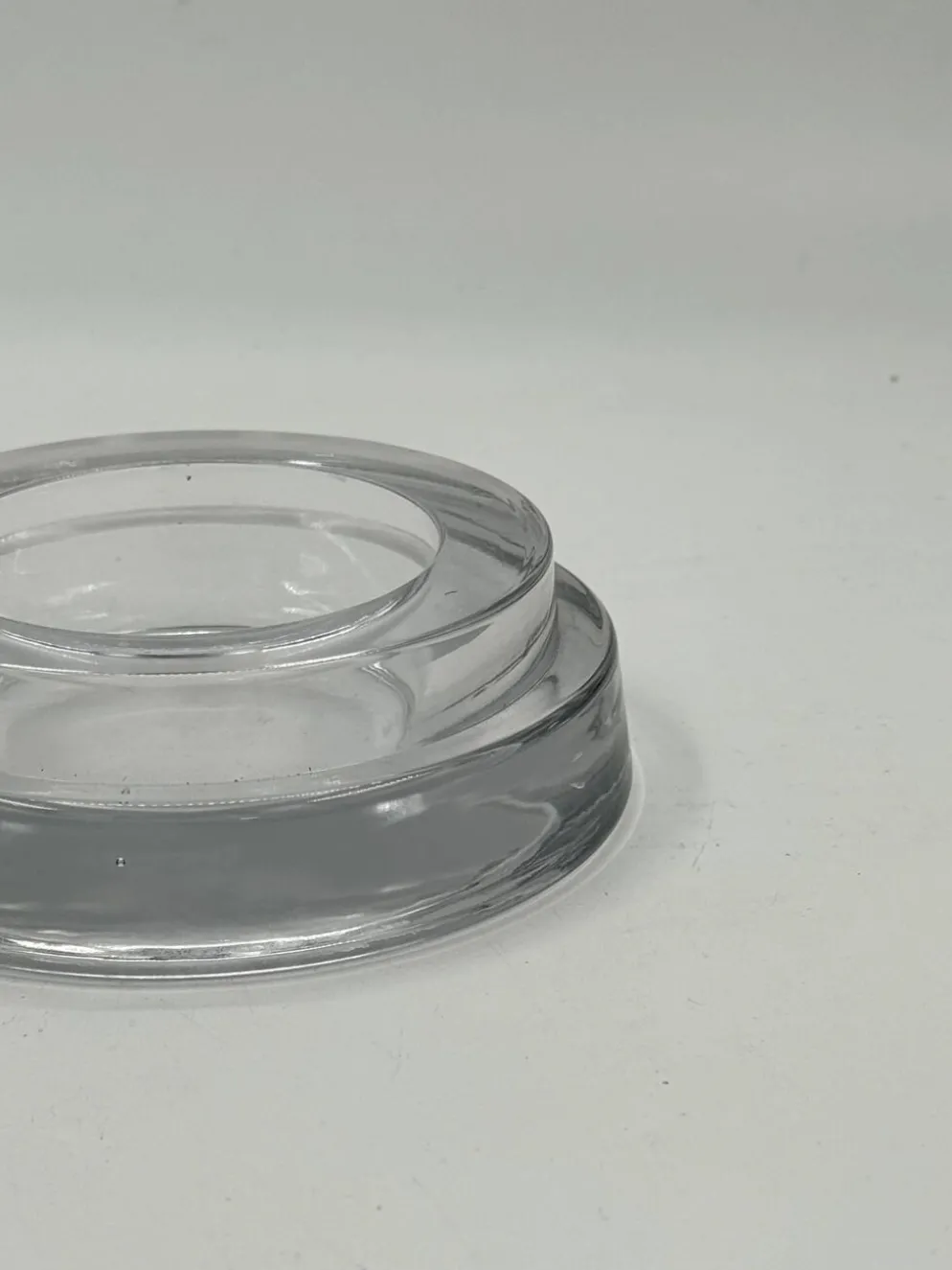 Vide-poche vintage en verre transparent, design à gradins
