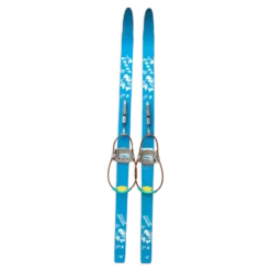 Vieille paire de ski's d'enfant en bois bleu clair 118 cm